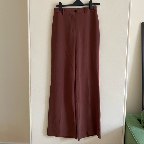 Aritzia Rosalee Pant - High Waist Wide Leg - Nutmeg Brown 8 - Picture 2 of 4